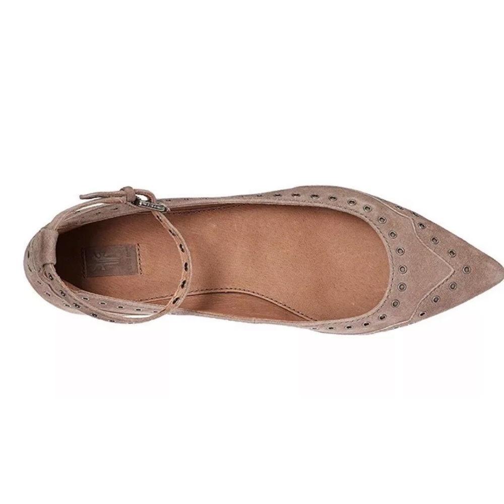 Frye Tan Leather Sienna Studded Pointed Flats - Picture 14 of 16